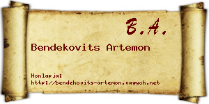 Bendekovits Artemon névjegykártya